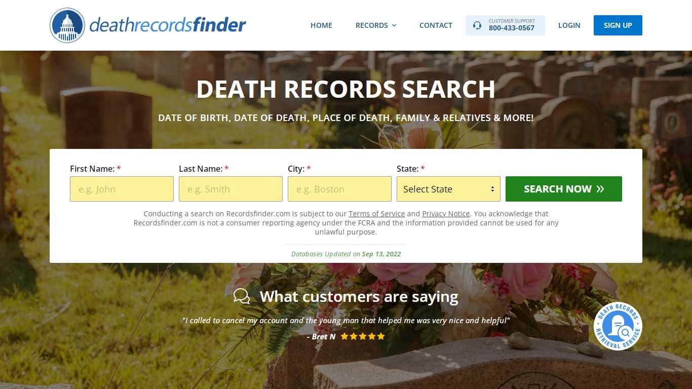 Death Records Search - Recordsfinder.com